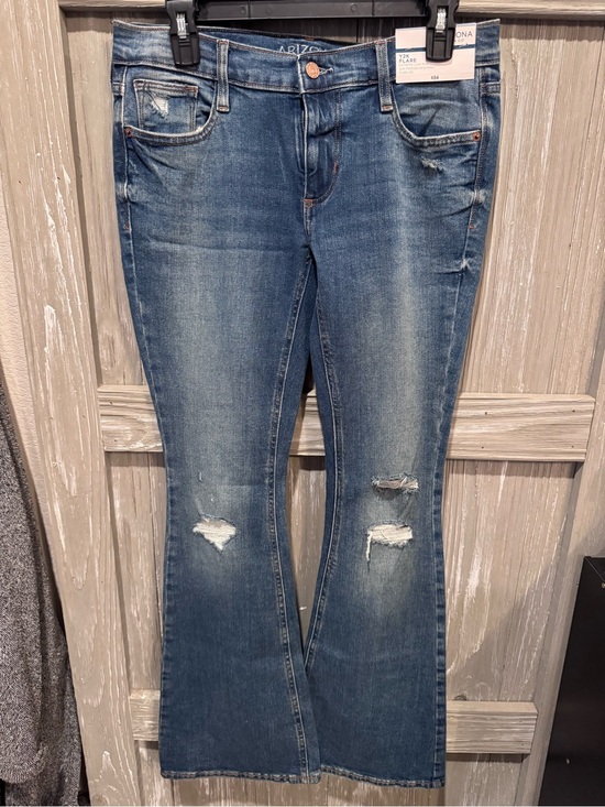 Arizona Jean Company Denim - Arizona Jean Company Distressed Flare Jeans in Medium Blue Wash